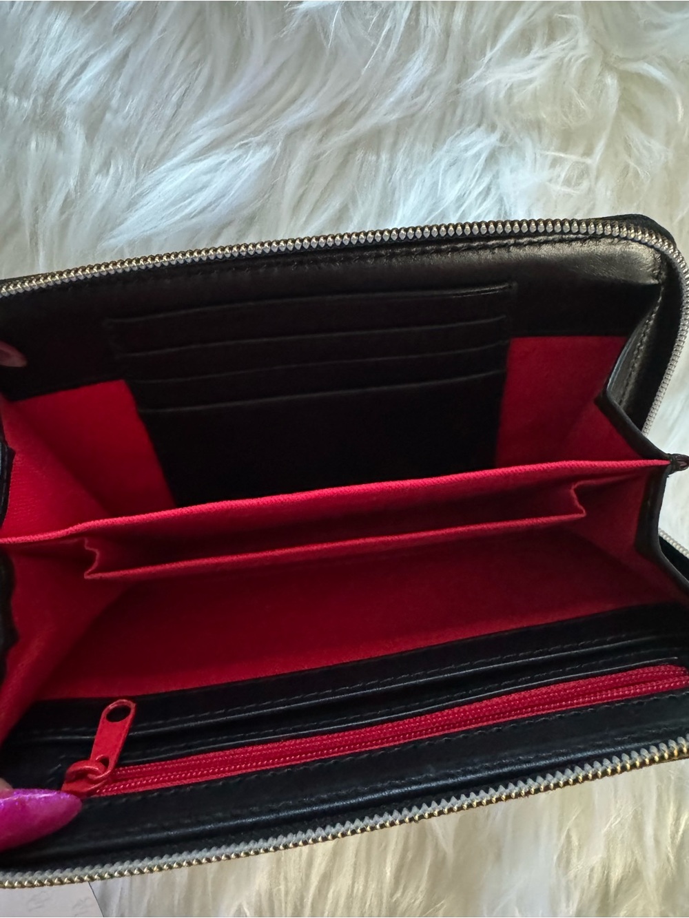 Dooney & Bourke Nylon Zip Around Wristlet Wallet in black with gold-tone zipper - Picture 4 of 4